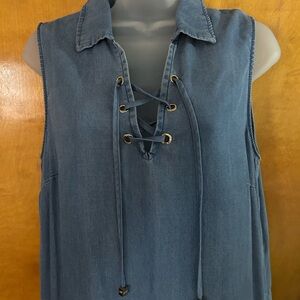 Jones New York Blue Lace-Up Top